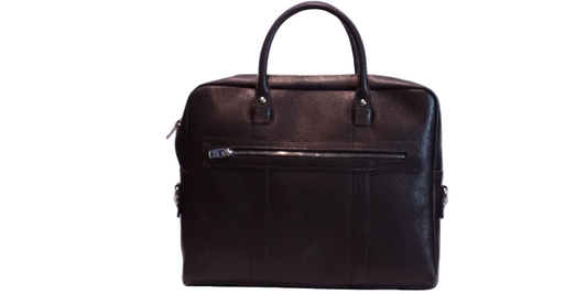 Dark brown leather briefcase on a white background